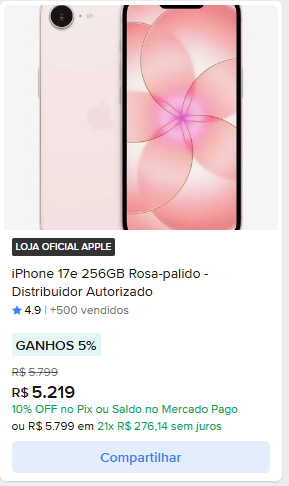 iPhone 17e 256GB Rosa-pálido — Distribuidor Autorizado